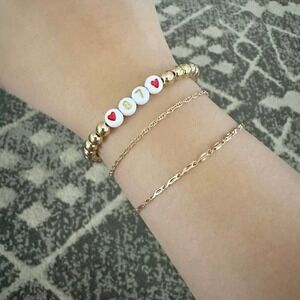 Taylor Swift Travis Kelce Chiefs Handmade #87 Gold Beaded Heart Bracelet